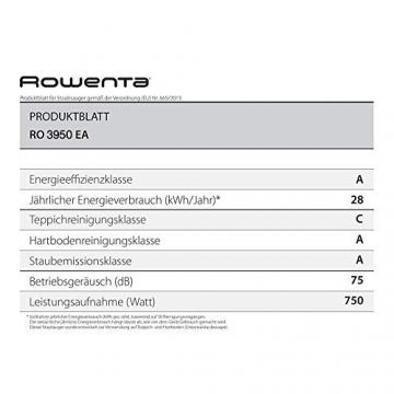 Rowenta RO3950 Staubsauger mit Beutel + 4er Pack Swirl R 39 Staubsaugerbeutel für Dauerhaft hohe Saugleistung, 3L Beutelvolumen, 750 W = 2000W, extrem leise, Hygienefilter, mit Parkettdüse, blau - 3