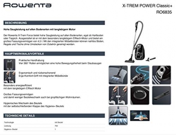 Rowenta RO6835 Staubsauger mit Beutel X-Trem Power Bodenstaubsauger inkl. 4er Pack Swirl R 39 MicroPor Plus Staubsaugerbeutel für Dauerhaft hohe Saugleistung (AAAA-Energie-Label, 750 W = 2000W) - 2