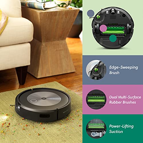 iRobot® Roomba® j7 WLAN-fähiger Saugroboter mit Kartierung und mit zwei Gummibürsten für alle Böden - Objekterkennung und -vermeidung - Lernt, kartiert und passt sich an dein Zuhause an - 3